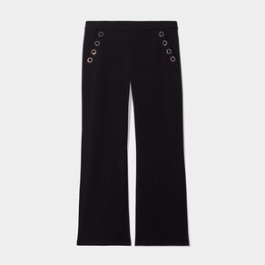 Pantalon droit à pont taille élastiquée noir femme