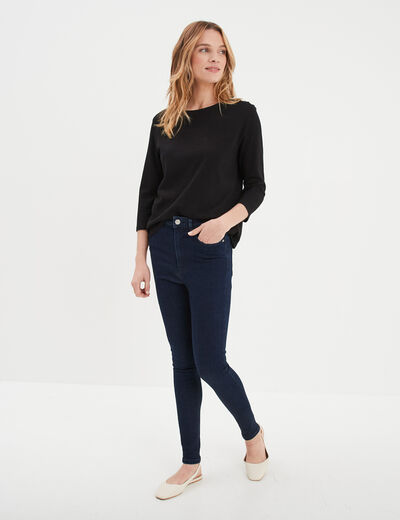 Jeans skinny taille haute denim brut femme