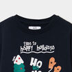Sweat oversize No&euml;l col rond bleu marine gar&ccedil;on
