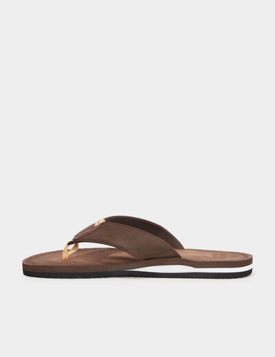 Tongs effet cuir marron homme