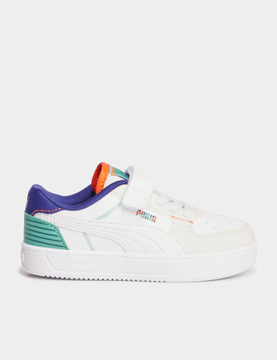 Tennis basses à scratchs Puma Caven blanc garçon