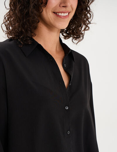 Chemise fluide manches longues noir femme