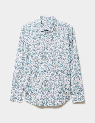 Chemise ajust&eacute;e manches longues blanc homme