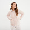 Veste de pyjama effet velours &agrave; capuche vieux rose femme