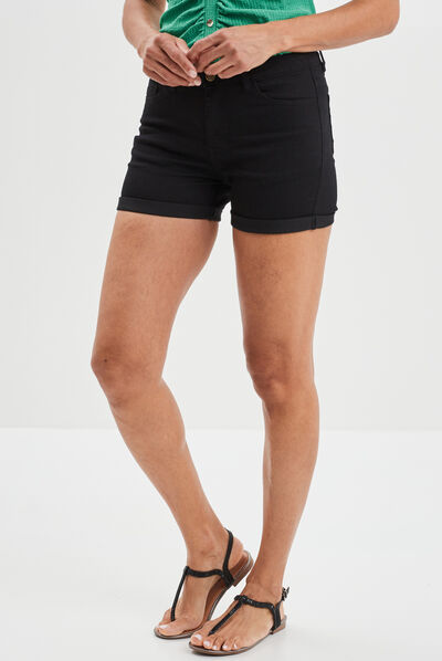 Short skinny 5 poches en jean noir femme