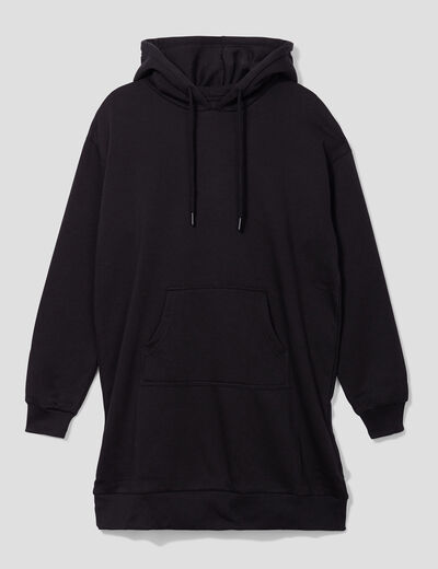 Robe sweat à capuche noir femme