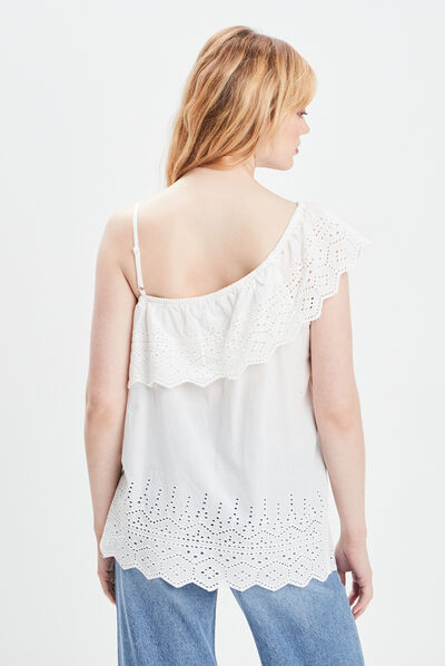 Blouse asymétrique ivoire femme