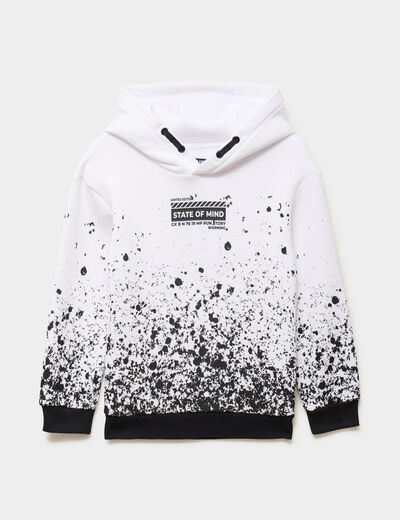 Sweat hoodie &agrave; capuche blanc gar&ccedil;on