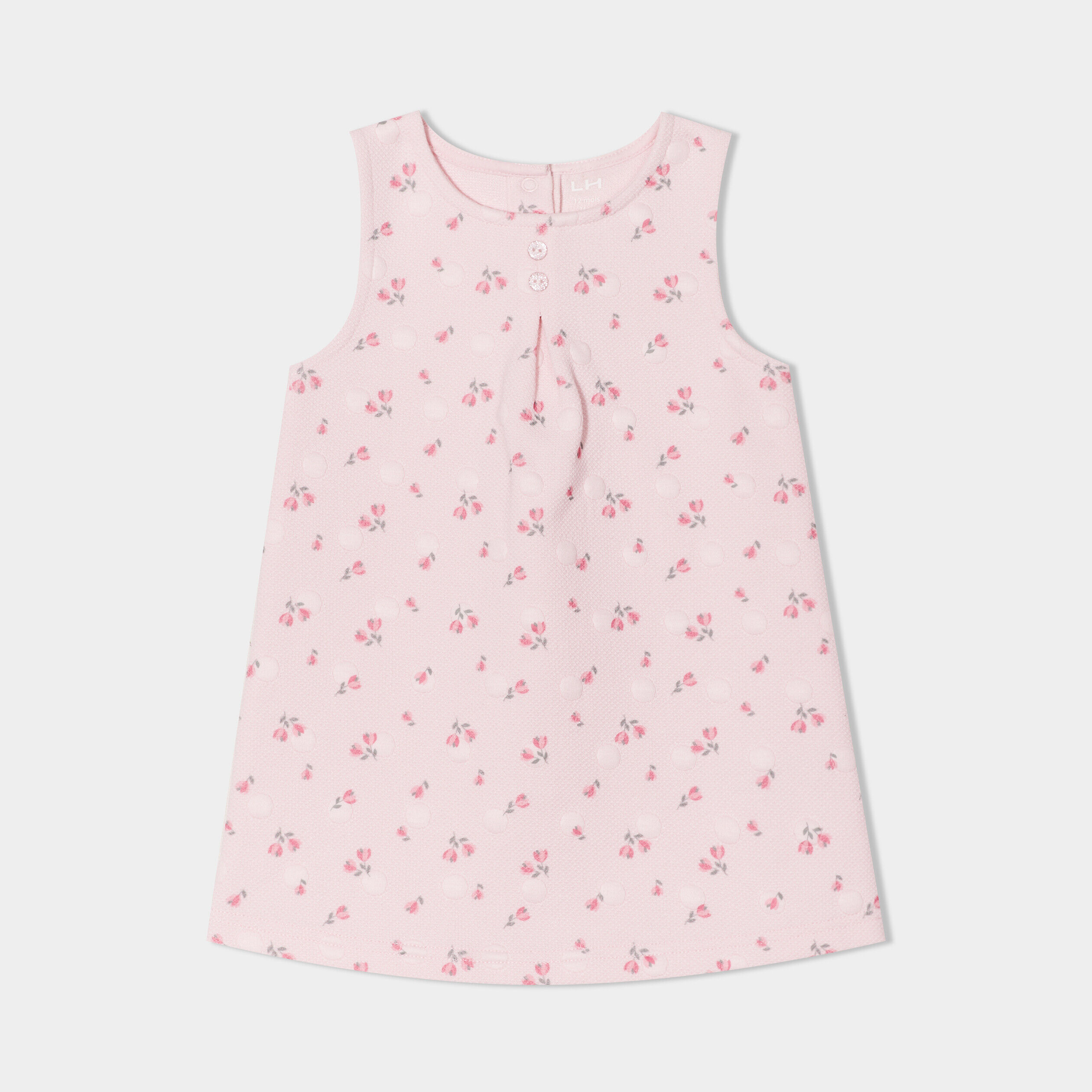 Robe chasuble embossée rose clair bébé fille LH
