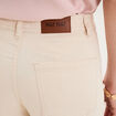 Pantalon large poche plaqu&eacute;e cropped ivoire femme