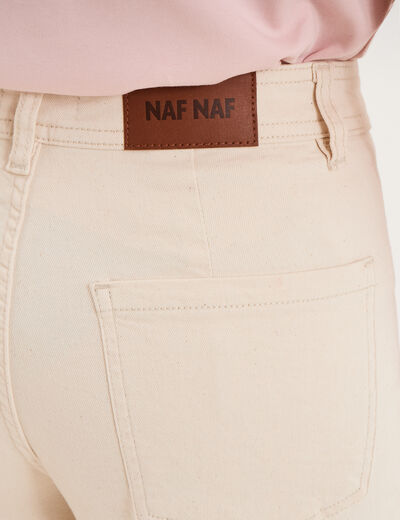 Pantalon large poche plaqu&eacute;e cropped ivoire femme