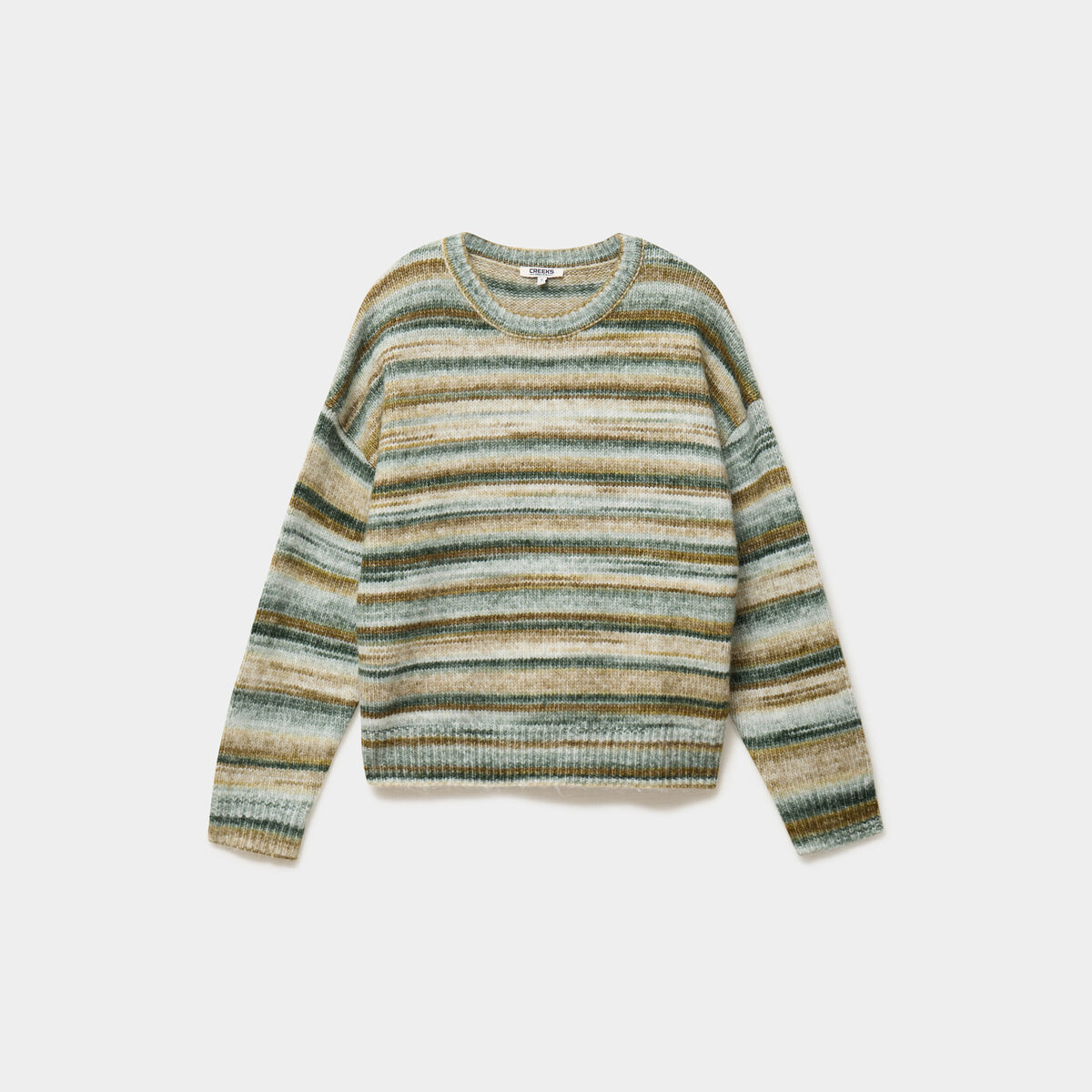 Pull col rond manches longues vert menthe femme