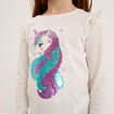 T-shirt à sequins manches longues coton ivoire fille