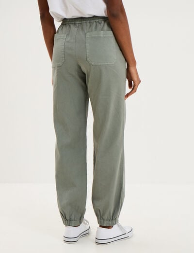 Pantalon molleton cargo droit cropped vert pastel femme
