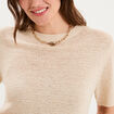 Pull manches courtes col rond beige femme