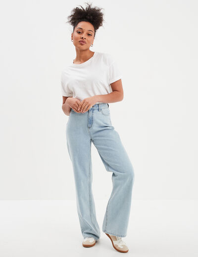 Jeans wide leg taille haute Creeks denim triple stone femme
