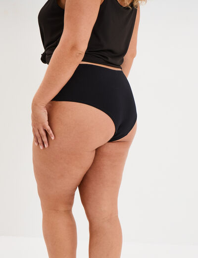 Shorty coton majoritaire avec dentelle noir femme grande taille