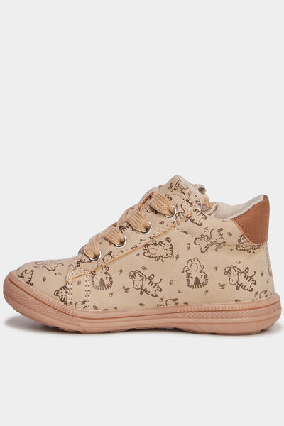 Bottillons zipp&eacute;s avec lacets marron b&eacute;b&eacute; gar&ccedil;on