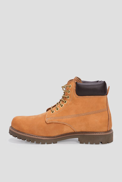 Bottines plates en cuir jaune homme