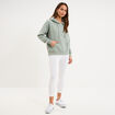 Sweat hoodie molleton &agrave; capuche vert pastel femme