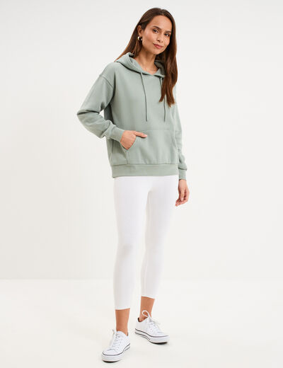 Sweat hoodie molleton &agrave; capuche vert pastel femme