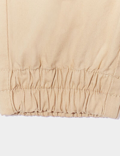 Jeans jogger coton bas élastiqué marron clair bébé garçon