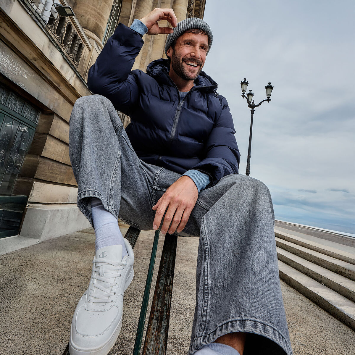 Jeans regular 5 poches denim gris homme