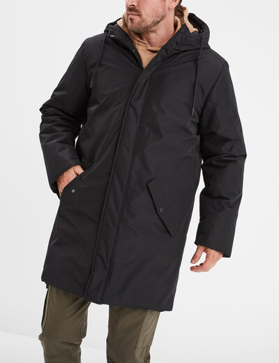 Parka déperlante doublée à capuche noir homme