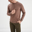 Pull droit col rond coton m&eacute;lang&eacute; gris homme