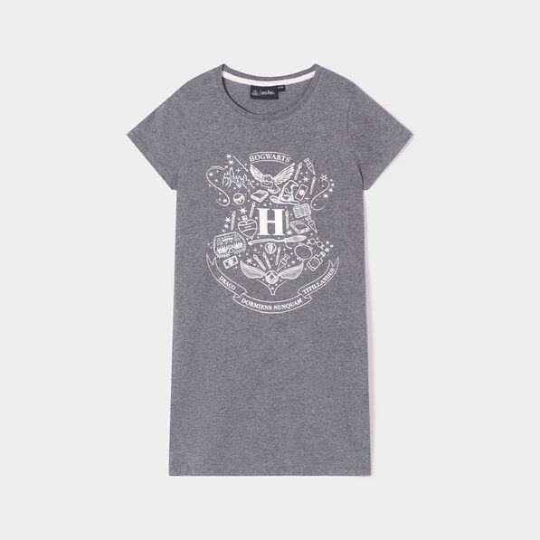 Chemise de nuit coton Harry Potter gris foncé fille