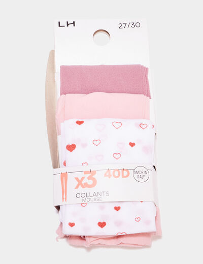 Lot 3 collants rose fille