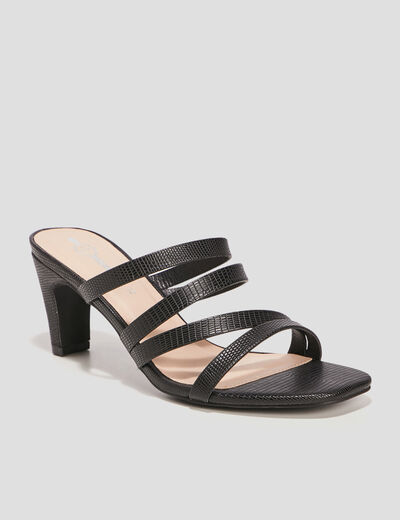 Mules à talons noir femme