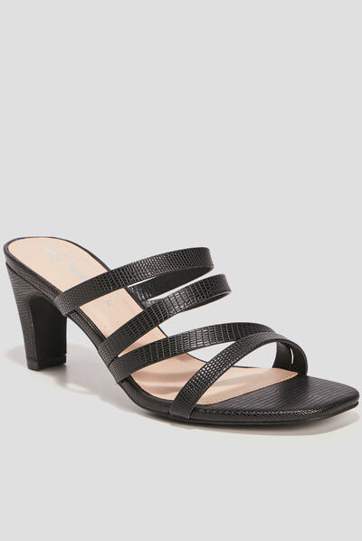 Mules à talons noir femme