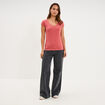 T-shirt col V ajust&eacute; manches courtes vieux rose femme