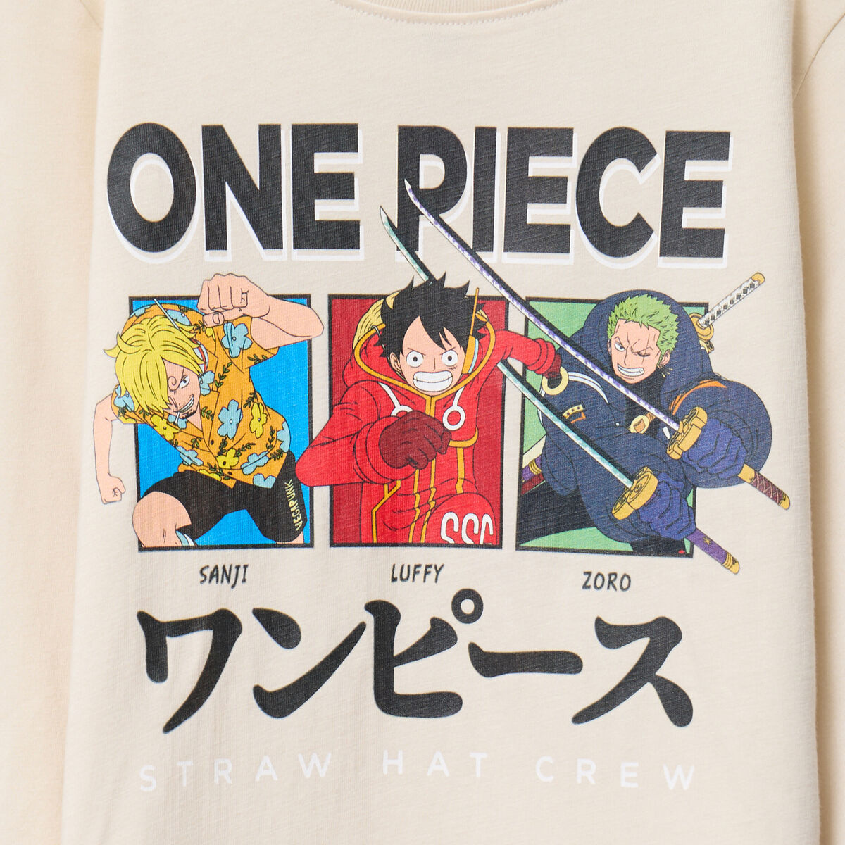 T-shirt manches longues One Piece ecru garçon