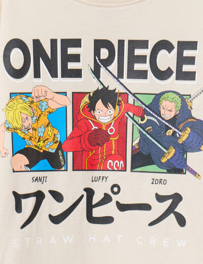 T-shirt manches longues One Piece ecru garçon