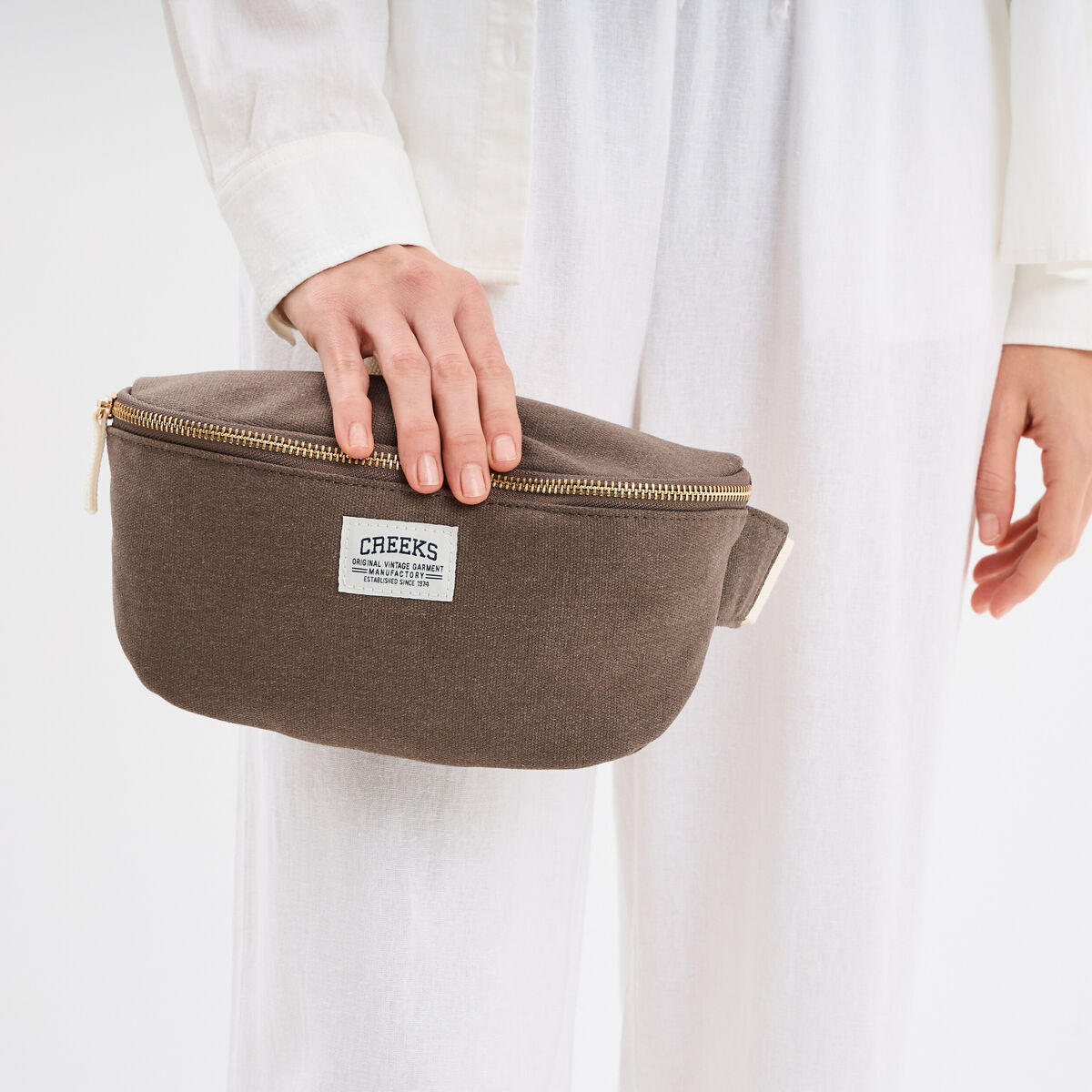 Sac banane bandoulière ajustable gris foncé femme