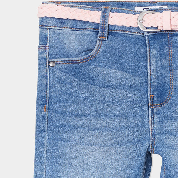 short droit en jean ceinture tressee denim double stone fille Short droit en jean ceinture tressée denim double stone fille