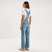Salopette en jean jambe large coton denim double stone femme