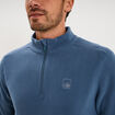 Sweat polaire col camionneur bleu gris homme