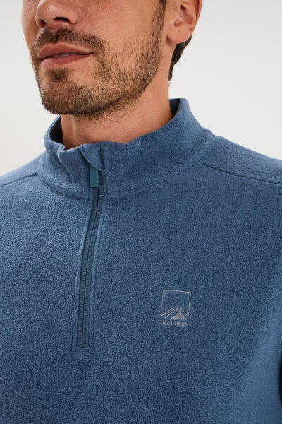 Sweat polaire col camionneur bleu gris homme