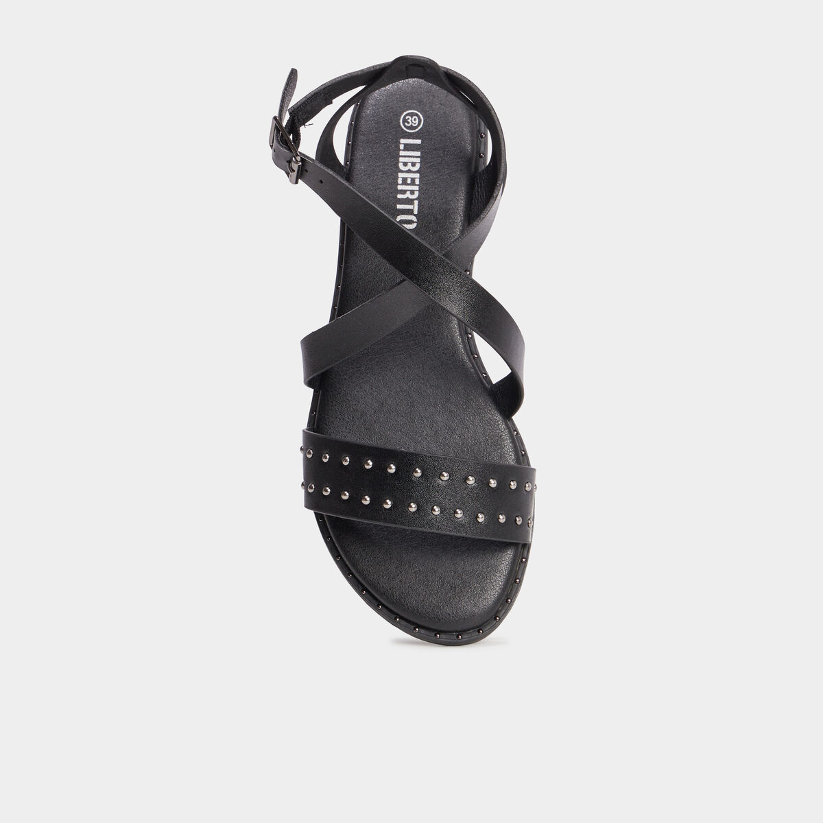 Sandales brides avec clous noir femme