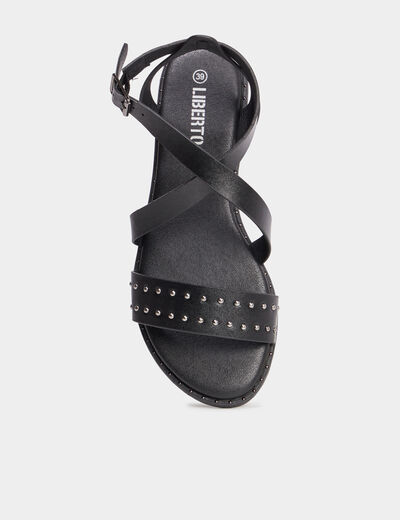 Sandales brides avec clous noir femme