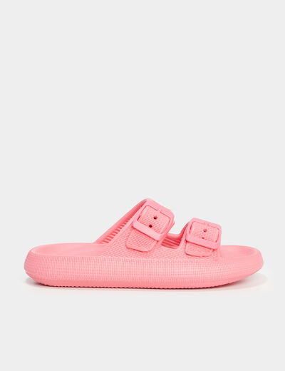 Mules avec boucles rose fille