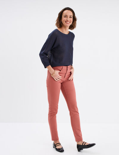 Pull manches longues bleu marine femme