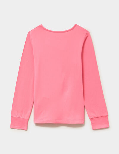 Ensemble pyjama pantalon 2 pi&egrave;ces rose framboise fille