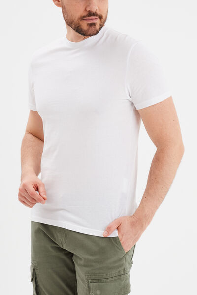 T-shirt en coton manches courtes blanc homme