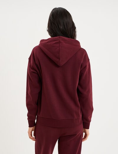 Sweat hoodie 1 poche &agrave; capuche violet fonc&eacute; femme