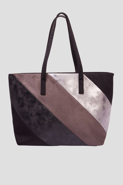 Sac shopper rectangulaire porté-épaule noir femme