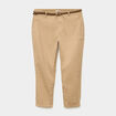 Pantalon chino taille haute coton beige femme grande taille